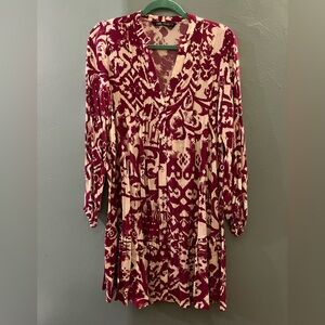 Elegant Purple and Cream Patterned Dress